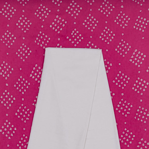 Two Pc Set Of Rayon Wax Batik Printed Fabric & Rayon Plain Fabric [2.50 Mtr Each]