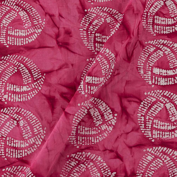 Geometric Wax Batik Print with Marbel Effect Tie Dye on Candy Pink Colour Cotton Fabric Online 9009Q2