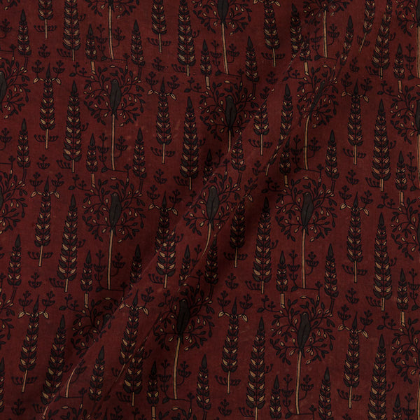 Assam Silk Maroon Colour Brid Motif with Jaal Hand Block Print Fabric Online 9011AE2