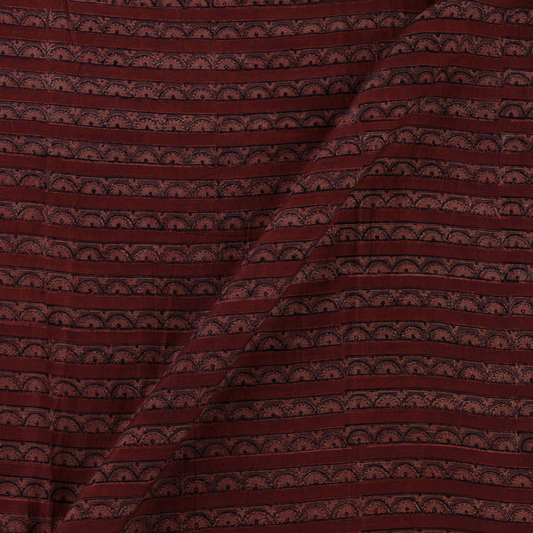 Assam Silk Maroon Colour All Over Border Hand Block Print Fabric Online 9011D2