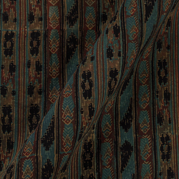 Assam Silk Oil Green Colour All Over Border Hand Block Print Fabric Online 9011E