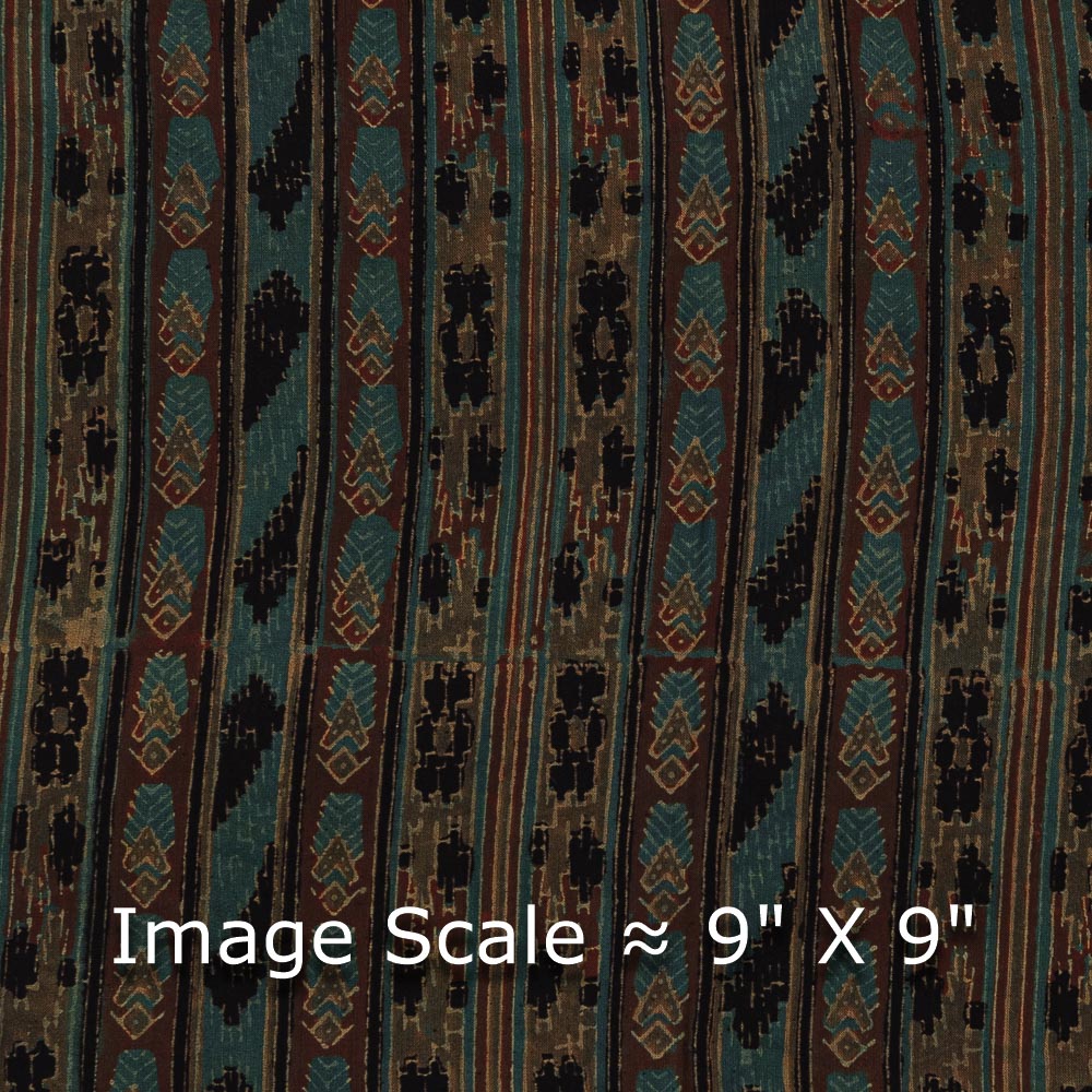 Assam Silk Oil Green Colour All Over Border Hand Block Print Fabric Online 9011E