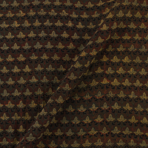 Cotton Mul Vanaspati [Natural Dye] Brick Colour Floral Hand Block Print Fabric Online 9012AD