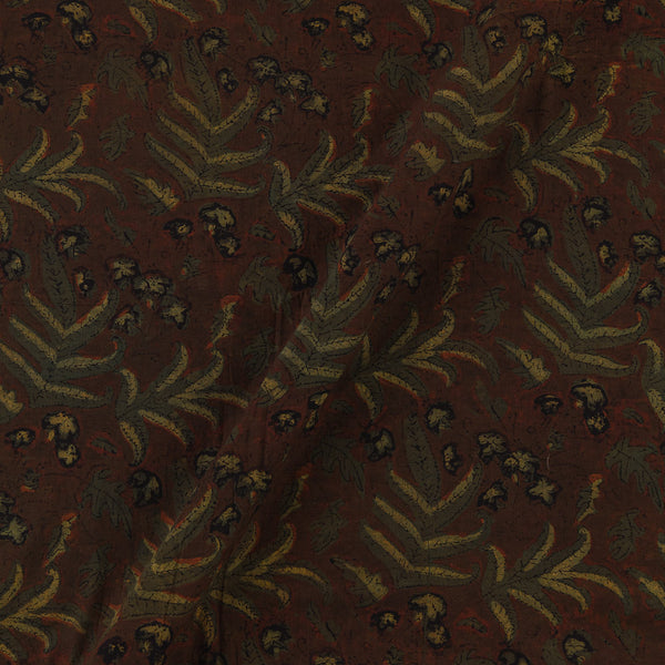 Cotton Mul Vanaspati [Natural Dye] Brick Colour Jaal Hand Block Print Fabric Online 9012AI