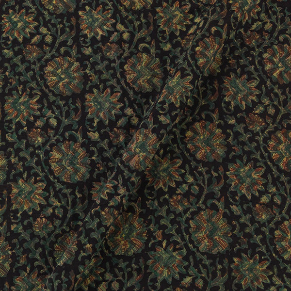 Cotton Mul Vanaspati [Natural Dye] Black Colour Jaal Hand Block Print Fabric Online 9012G