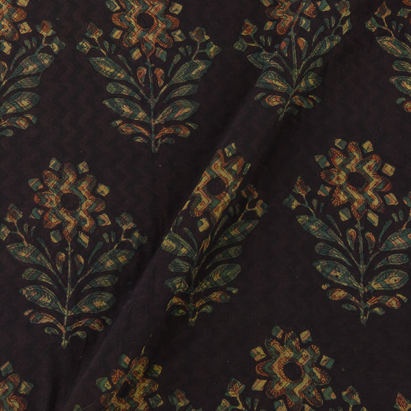 Cotton Mul Vanaspati [Natural Dye] Black Colour Sanganeri Hand Block Print Fabric Online 9012H