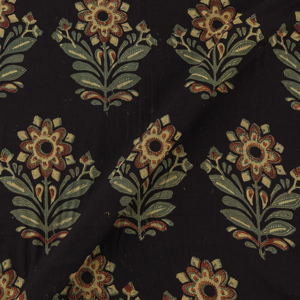 Cotton Mul Vanaspati [Natural Dye] Black Colour Sanganeri Hand Block Print Fabric Online 9012L
