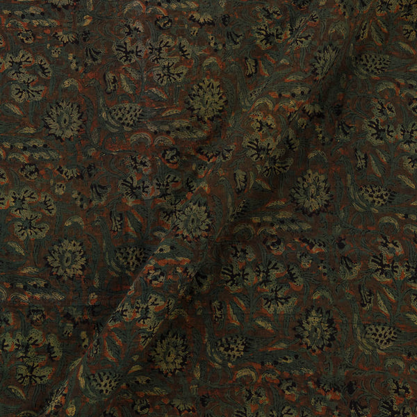 Cotton Mul Vanaspati [Natural Dye] Brick Colour Jaal with Bird Motif Hand Block Print Fabric Online 9012Q