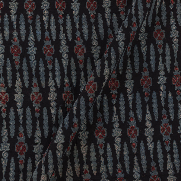 Cotton Mul Vanaspati [Natural Dye] Black Colour Geometric Block Print Fabric Online 9012Y