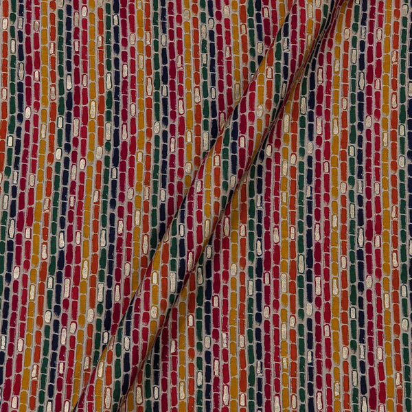 Fancy Modal Chanderi Silk Feel Cedar Colour Gold Geometric Print 43 Inches Width Fabric