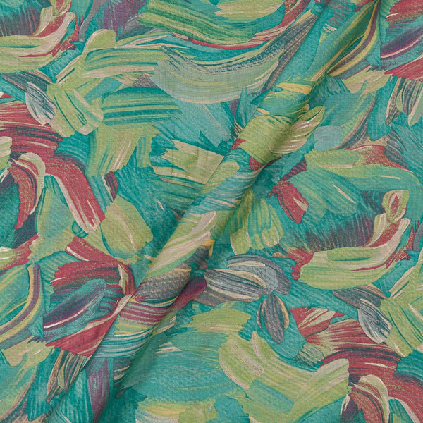 Fancy Modal Chanderi Silk Feel Mint Green Colour Gold Abstract Print 43 Inches Width Fabric