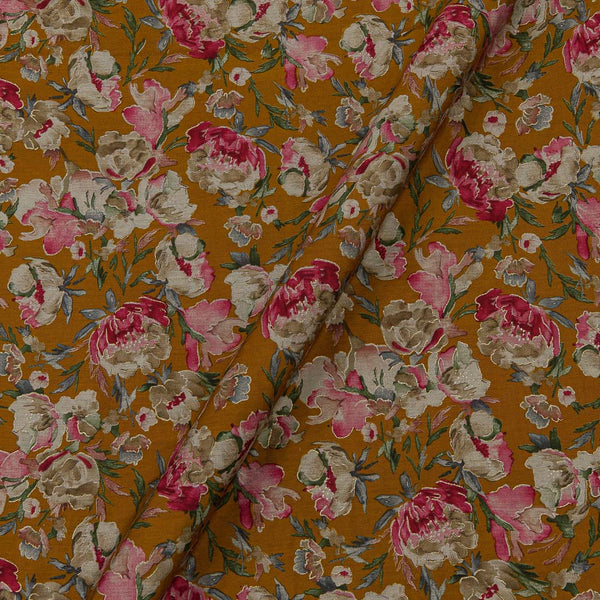 Fancy Modal Chanderi Silk Feel Apricot Colour Gold Jaal Print 43 Inches Width Fabric