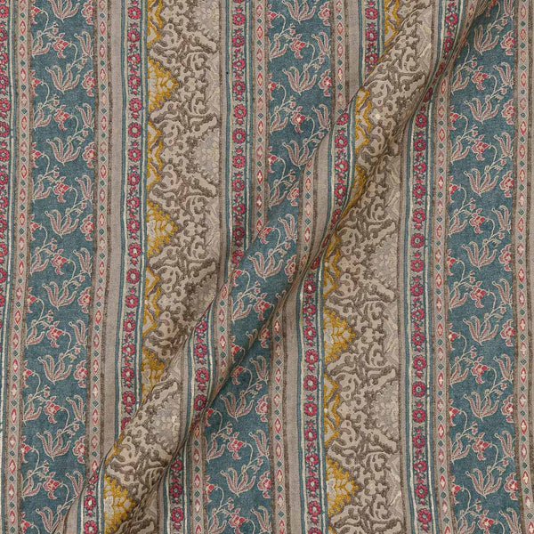Fancy Modal Chanderi Silk Feel Beige Colour Gold Floral Print 43 Inches Width Fabric