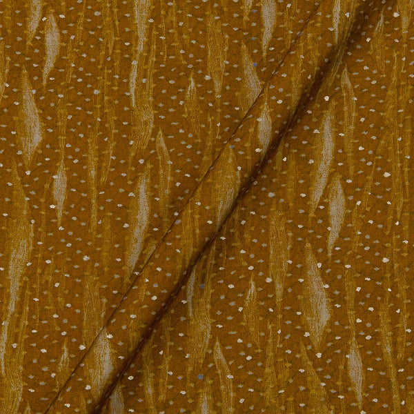 Fancy Modal Chanderi Silk Feel Mustard Brown Colour Gold Abstract Print 43 Inches Width Fabric