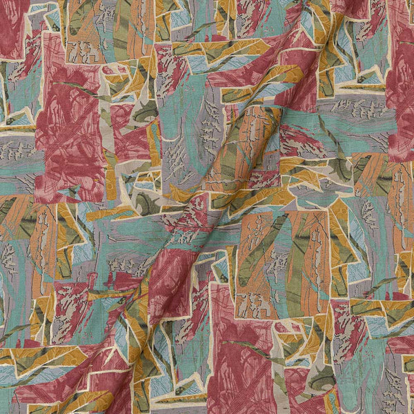 Fancy Modal Chanderi Silk Feel Mint Colour Gold Abstract Print Fabric Online 9019H