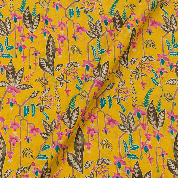 Fancy Modal Chanderi Silk Feel Golden Yellow Colour Gold Jaal Print Fabric Online 9019J1