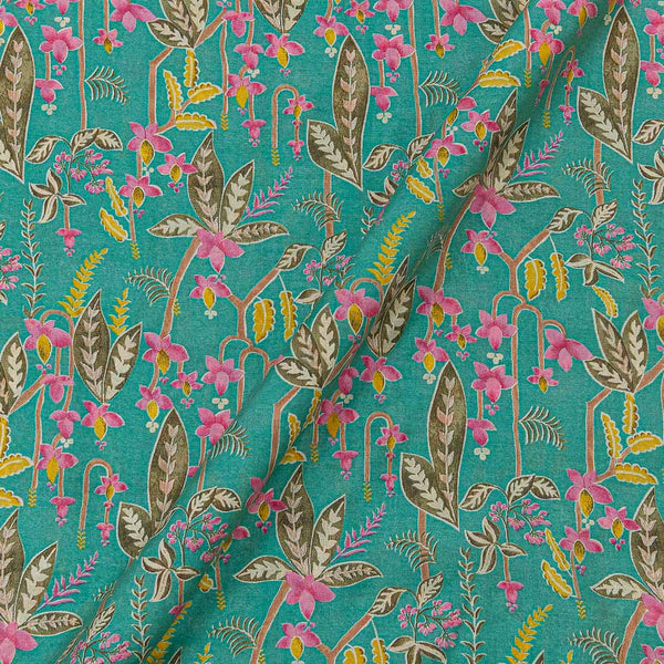 Fancy Modal Chanderi Silk Feel Mint Colour Gold Jaal Print Fabric Online 9019J3