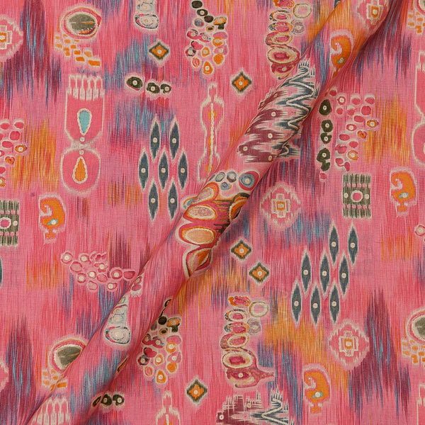 Fancy Modal Chanderi Silk Feel Pink Colour Gold Geometric Print Fabric Online 9019L1
