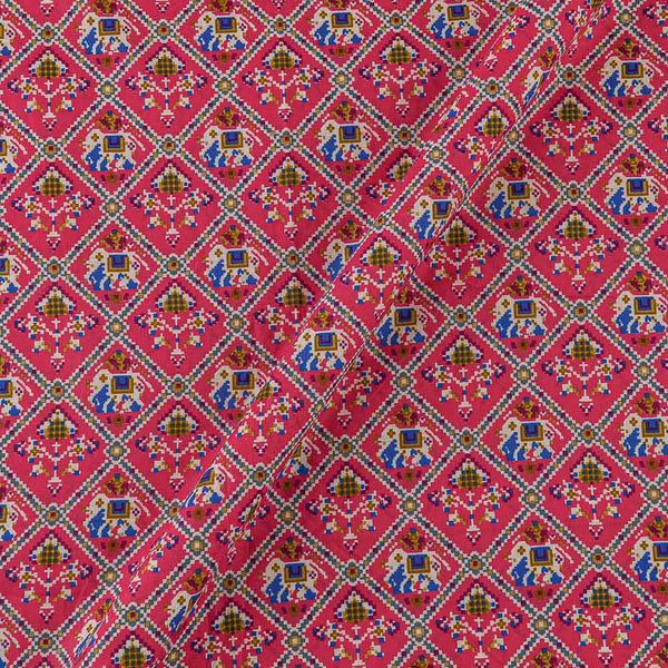 Peach Pink Colour Patola Print Fancy Cotton Fabric 9023G5