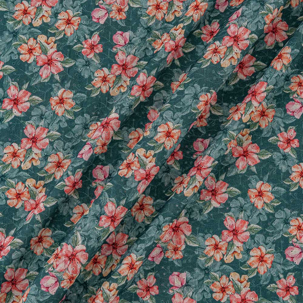 All Over Schiffli Cut Work Mineral Blue Colour Floral Print Cotton Fabric Online 9026AU