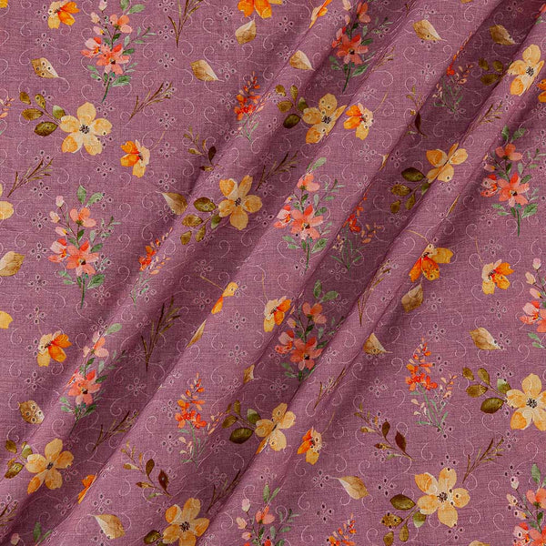 All Over Schiffli Cut Work Lilac Pink Colour Floral Print Cotton Fabric Online 9026BX