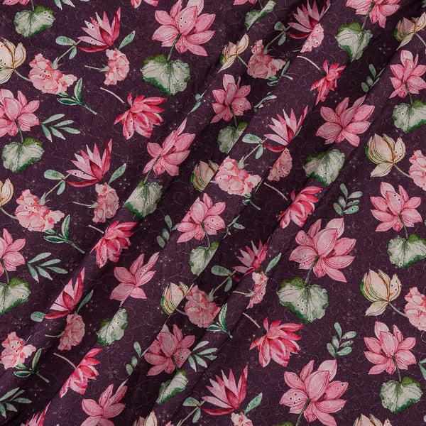 All Over Schiffli Cut Work Wine Colour Floral Print Cotton Fabric Online 9026CD