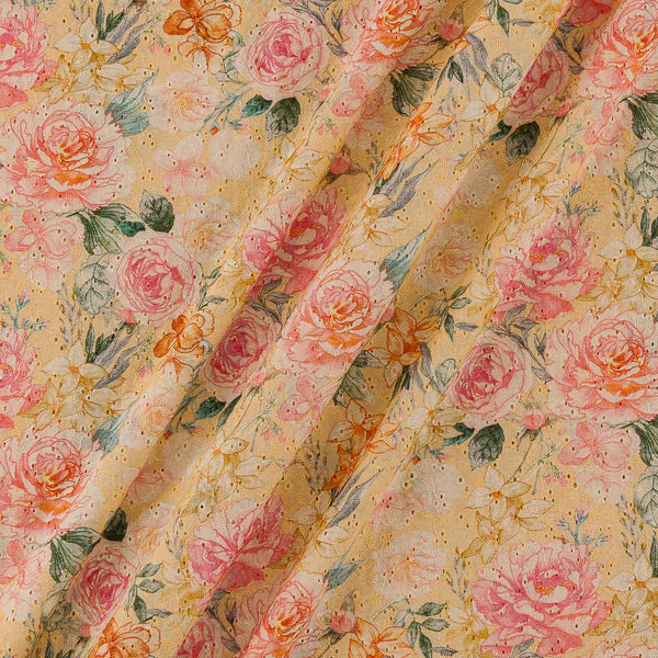 All Over Schiffli Cut Work Peach Orange Colour Jaal Print Cotton Fabric Online 9026CL