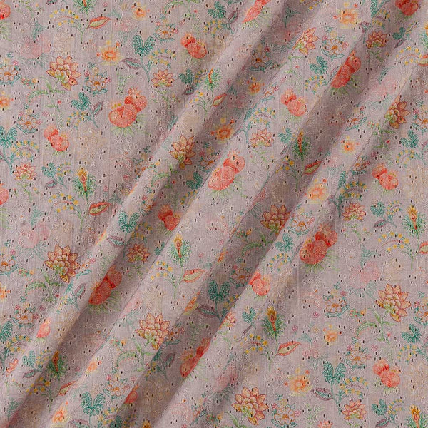 All Over Schiffli Cut Work Lilac Colour Floral Print Cotton Fabric Online 9026CW