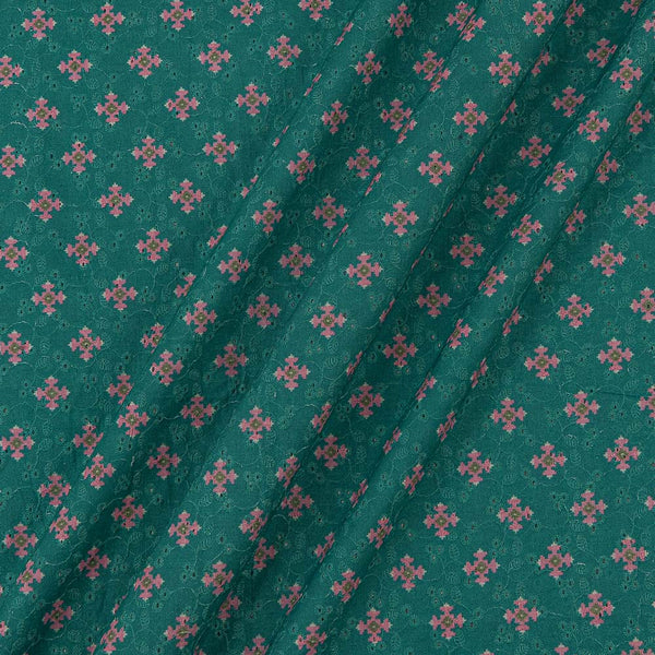 All Over Schiffli Cut Work Rama Green Colour Floral Print Cotton Fabric Online 9026DK1