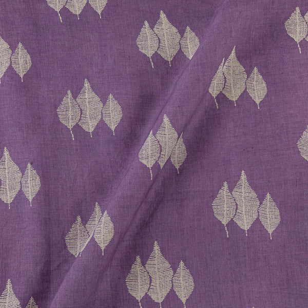 Premium Pure Linen Purple Colour Leaves Print 43 Inches Width Fabric Cut Of 0.40 Meter