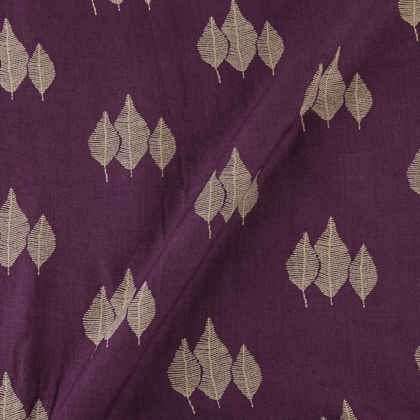 Premium Pure Linen Wine Colour Leaves Print 43 Inches Width Fabric cut of 0.65 Meter