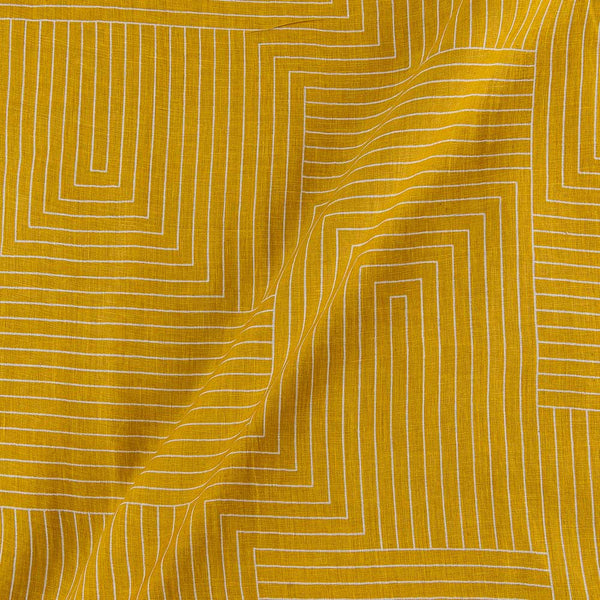 Buy Premium Pure Linen Mustard Gold Colour Geometric Print Fabric Online 9032B9