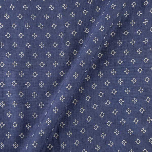 Premium Pure Linen Blue Horizon Colour Geometric Butti Print 43 Inches Width Fabric