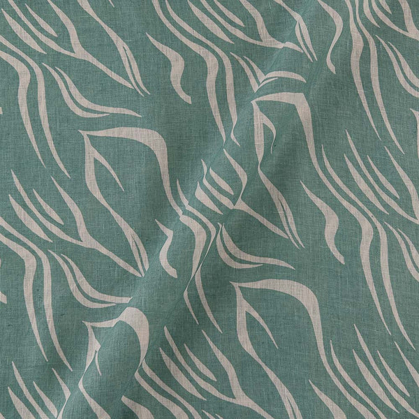 Premium Pure Linen Shell Green Colour Abstract Print 43 Inches Width Fabric