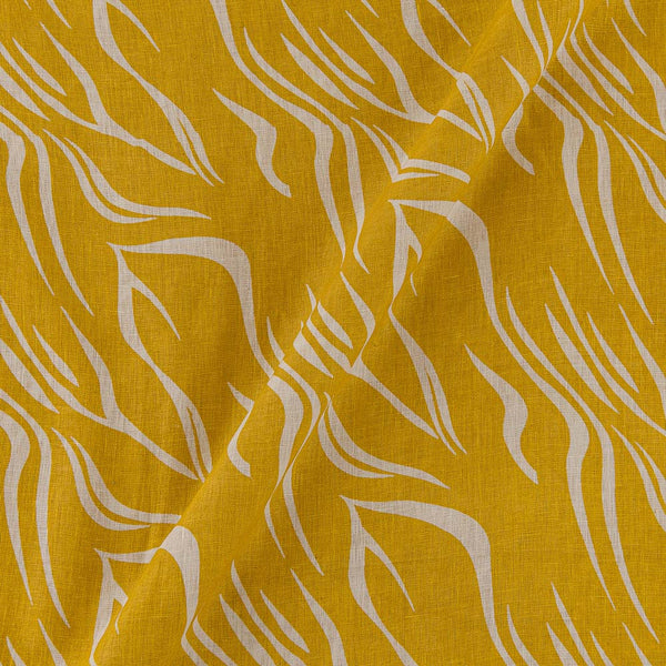 Premium Pure Linen Mustard Gold Colour Abstract Print 43 Inches Width Fabric