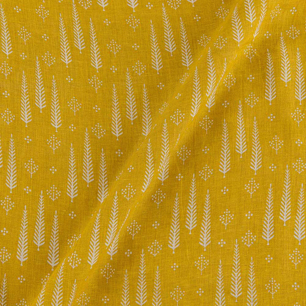 Buy Premium Pure Linen Mustard Gold Colour Leaves Print Fabric Online 9032J1