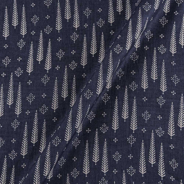 Buy Premium Pure Linen Dark Blue Colour Leaves Print Fabric Online 9032J4