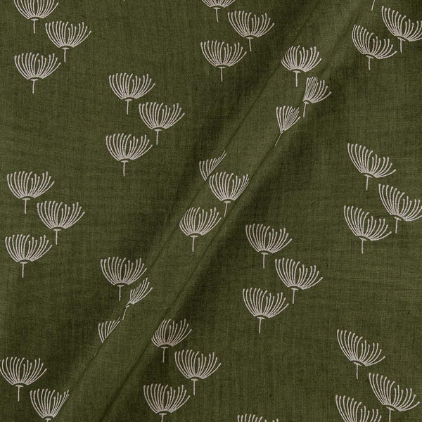 Buy Premium Pure Linen Mehndi Green Colour Geometric Print Fabric Online 9032K4