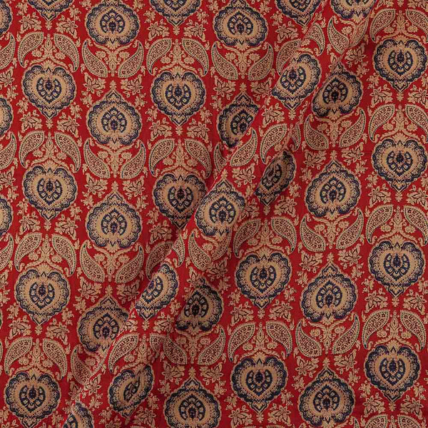 Mul Satin Brick Colour Mughal Butta Print Fabric Online 9050AL