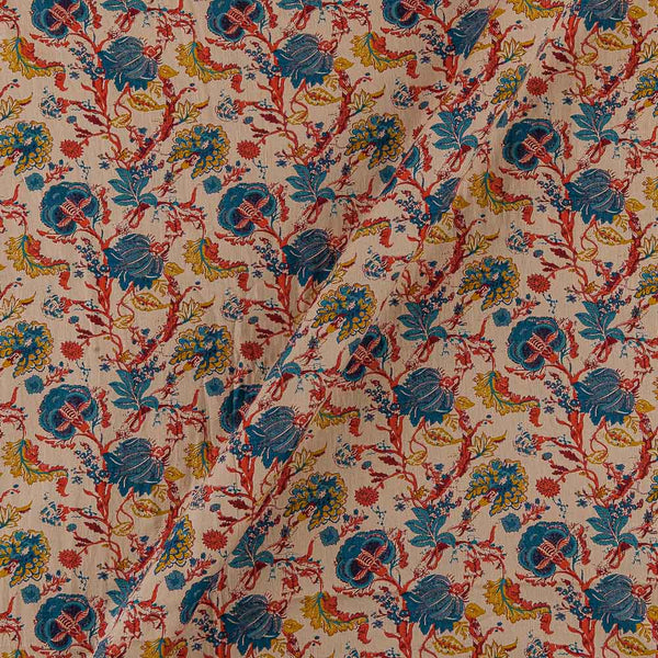 Cotton Satin Beige Colour Floral Jaal Print Fabric Online 9050BA1