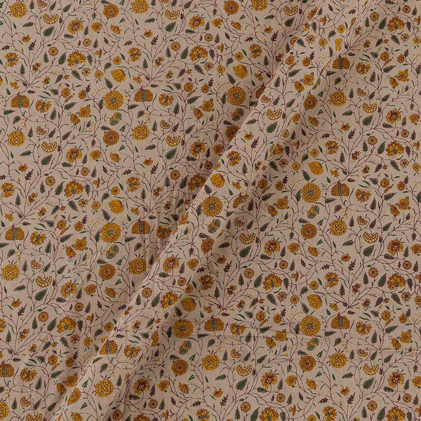 Cotton Satin Beige Colour Floral Jaal Print Fabric Online 9050BE3