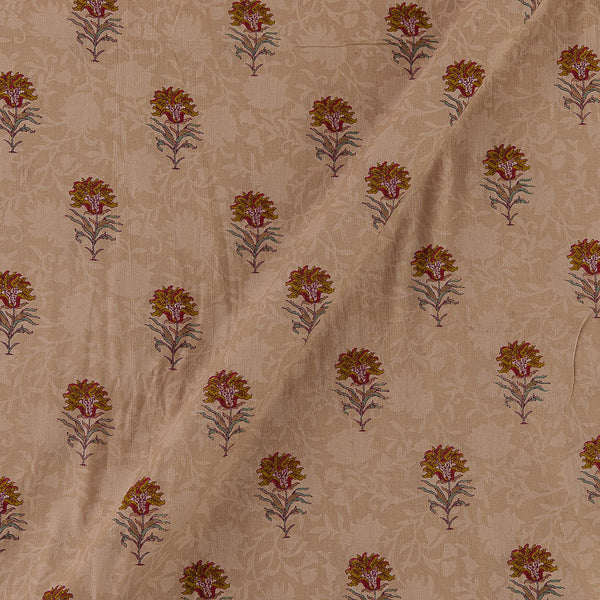 Cotton Satin Beige Colour Floral Print Fabric Online 9050BF2