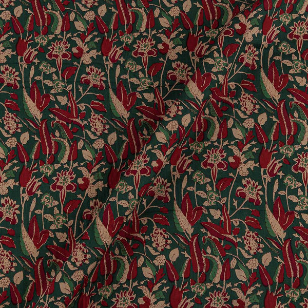Buy Mul Satin Silk Feel Bottle Green Colour Floral Jaal Print Fabric Online 9050BI3