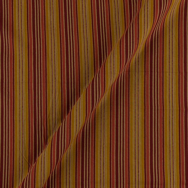 Buy Mul Satin Silk Feel Maroon & Beige Colour Stripes Fabric Online 9050BK1