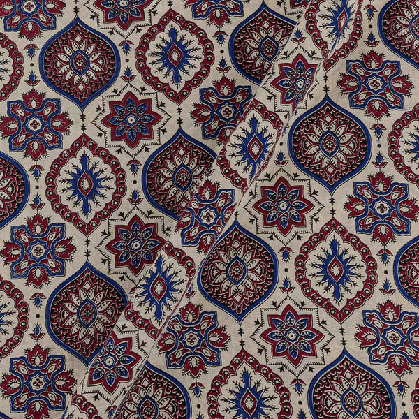 Dusty Gamathi Off White Colour Ajrakh Print 45 Inches Width Cotton Fabric