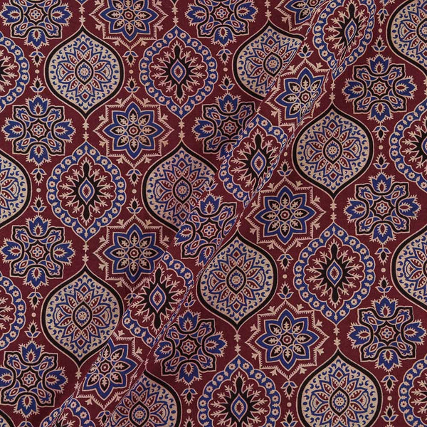 Dusty Gamathi Maroon Colour Ajrakh Print 45 Inches Width Cotton Fabric