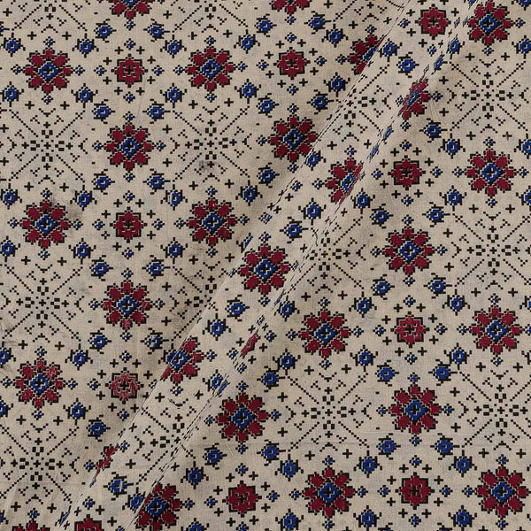 Dusty Gamathi Off White Colour Patola Print 45 Inches Width Cotton Fabric
