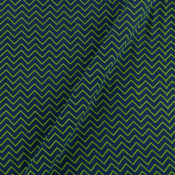 Dusty Gamathi Teal Blue Colour Chevron Print 45 Inches Width Cotton Fabric