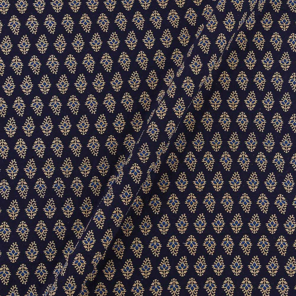 Ajrakh Gamathi Theme Cotton Navy Blue Colour Floral Print Fabric Online 9072ES2