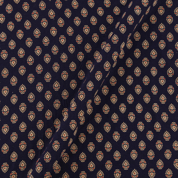 Ajrakh Gamathi Theme Cotton Violet Blue Colour Floral Print Fabric Online 9072ET3